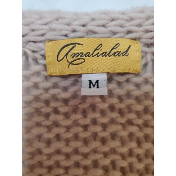Amalialad Anthropology Wool Cardigan Sweater Size Medium Granola Chuncky Knit - Picture 15 of 16